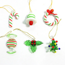 Enfeites de Natal em Vidro com Detalhes Prateados – Peças Artesanais Variadas