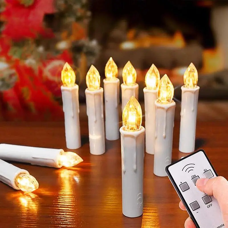 Velas LED para Árvore com Controle Remoto – Kit 10 Peças com Clip