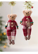 Urso Decorativo de Natal com Estampa Xadrez – Toque Aconchegante