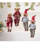 Urso Decorativo de Natal com Estampa Xadrez – Toque Aconchegante