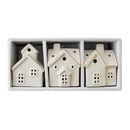 Kit Vilarejo de Natal em Cerâmica com Luz – 3 Casas Decorativas