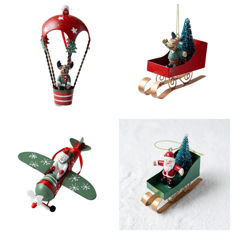 Enfeite Vintage em Metal – Papai Noel,  Boneco de Neve & Rena