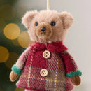Urso Decorativo de Natal com Estampa Xadrez – Toque Aconchegante