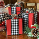 Fita Xadrez de Natal com Detalhe em Flocos – Estilo Clássico com Textura