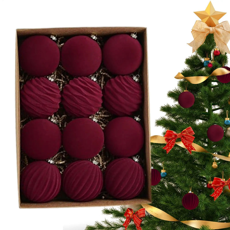 12pcs 8cm Wine Red Christmas Ball Ornaments Christmas Tree Pendant 2025 Xmas Party Decoration 2026 New Year Home Decor