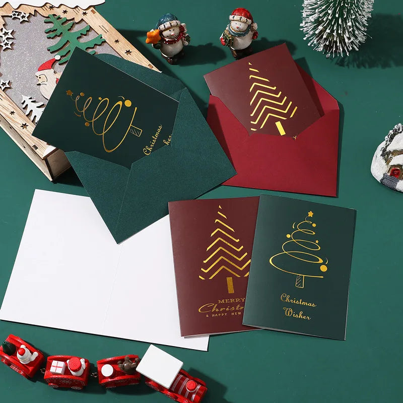 Kit 5 Cartões de Natal com Hot Stamping – Clássico Elegante