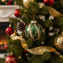 Bola de Natal Verde com Brilho Sutil – Vidro Decorativo