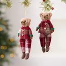 Urso Decorativo de Natal com Estampa Xadrez – Toque Aconchegante