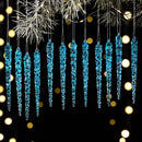 Kit 12 Pingentes Cristalinos Icicle – Efeito Gelo para Árvore de Natal