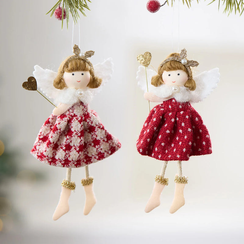 Kit 2 Anjos Decorativos em Vestido Vermelho – Detalhes Afetivos