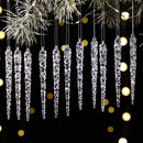 Kit 12 Pingentes Cristalinos Icicle – Efeito Gelo para Árvore de Natal