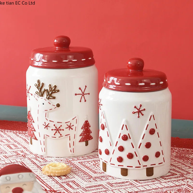 Pote de Natal em Cerâmica (Cookie Jar Hermético)