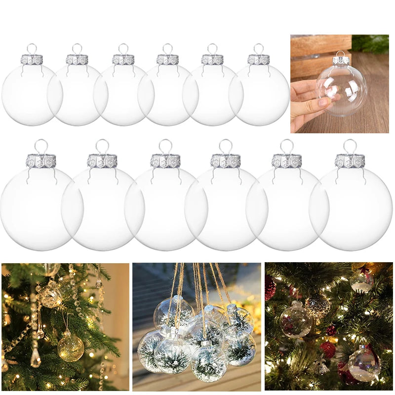 Kit 6 Bolas de Natal Transparentes Preenchíveis – Personalizáveis