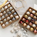 Kit 25 Bolas de Natal em Vidro –  Rosa, Vermelho e Dourado