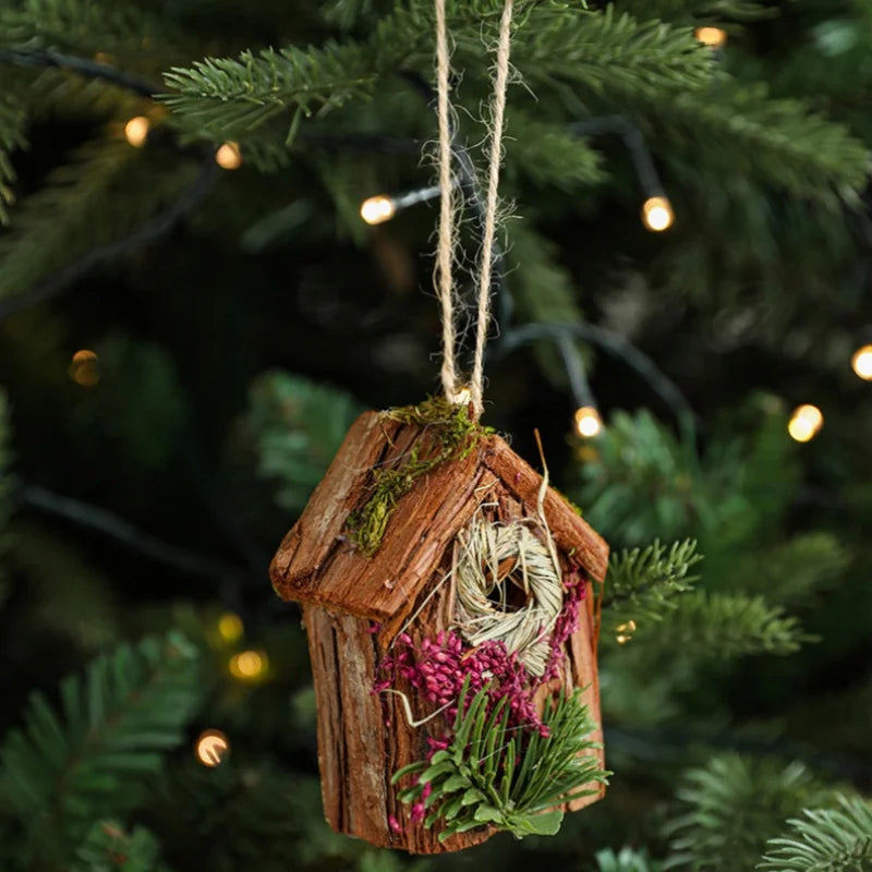 Casinha Decorativa de Natal em Madeira – Estilo Natural Europeu