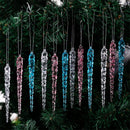 Kit 12 Pingentes Cristalinos Icicle – Efeito Gelo para Árvore de Natal