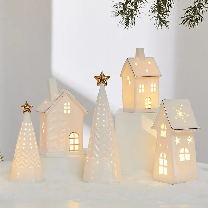 Mini Vilarejo de Natal em Cerâmica com Luz – Vilarejo Iluminado