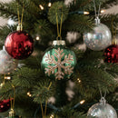 Bola de Natal Verde com Brilho Sutil – Vidro Decorativo