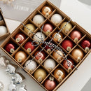 Kit 25 Bolas de Natal em Vidro –  Rosa, Vermelho e Dourado