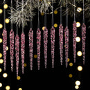 Kit 12 Pingentes Cristalinos Icicle – Efeito Gelo para Árvore de Natal