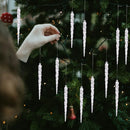 Kit 12 Pingentes Cristalinos Icicle – Efeito Gelo para Árvore de Natal
