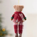 Urso Decorativo de Natal com Estampa Xadrez – Toque Aconchegante