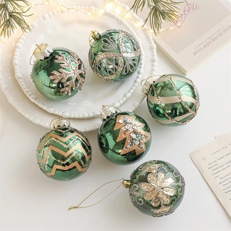 Bola de Natal Verde com Brilho Sutil – Vidro Decorativo