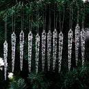 Kit 12 Pingentes Cristalinos Icicle – Efeito Gelo para Árvore de Natal
