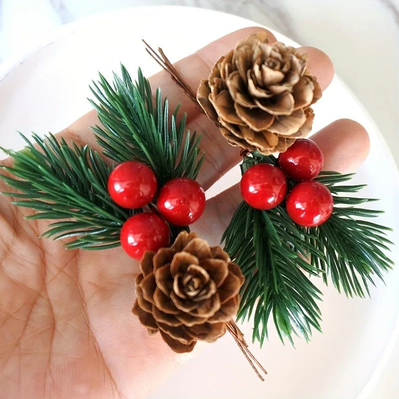 Kit 10 Pinhas e Berries – Decoração Natural para Árvore