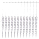 Kit 12 Pingentes Cristalinos Icicle – Efeito Gelo para Árvore de Natal
