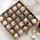 Kit 25 Bolas de Natal em Vidro –  Rosa, Vermelho e Dourado