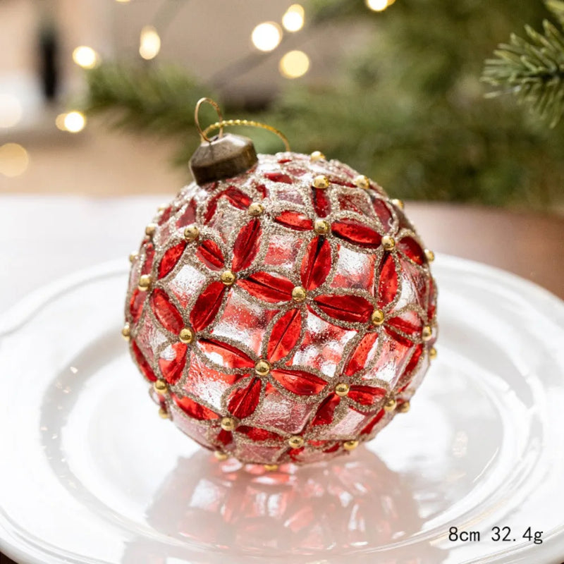 Bolas de Natal em Vidro – Cores Clássicas (8cm)