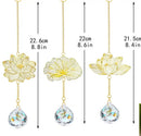 Kit 3 Pingentes de Cristal com Folhas – Efeito Arco-Íris