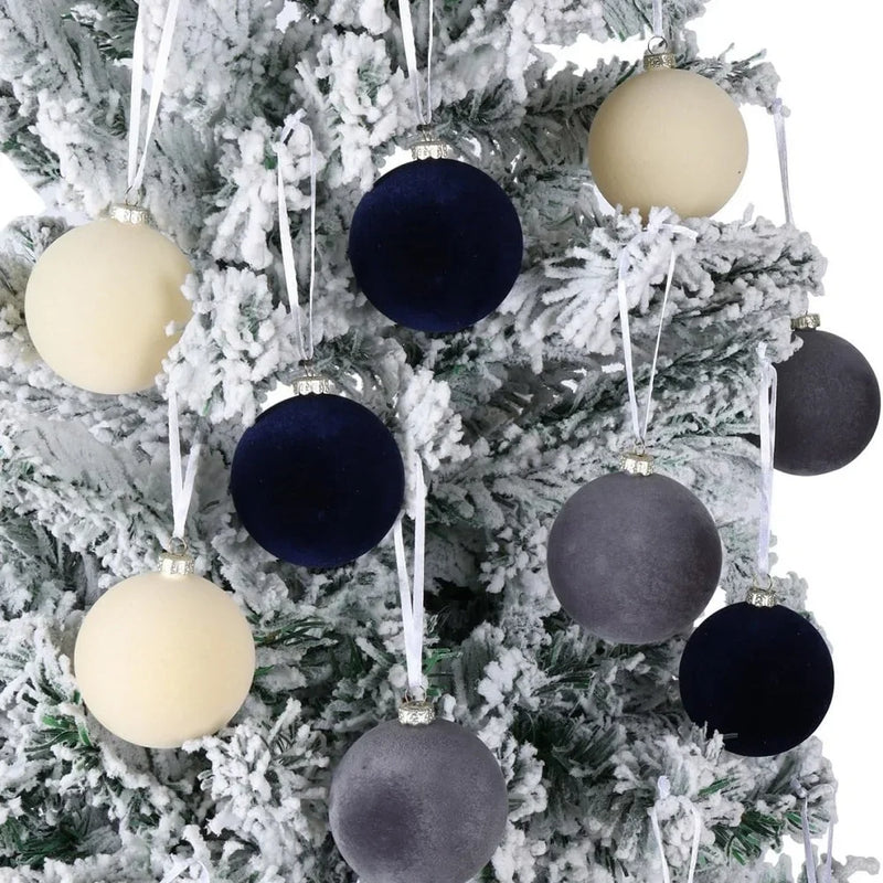 Kit 12 Bolas de Natal Aveludadas – Textura e Elegância
