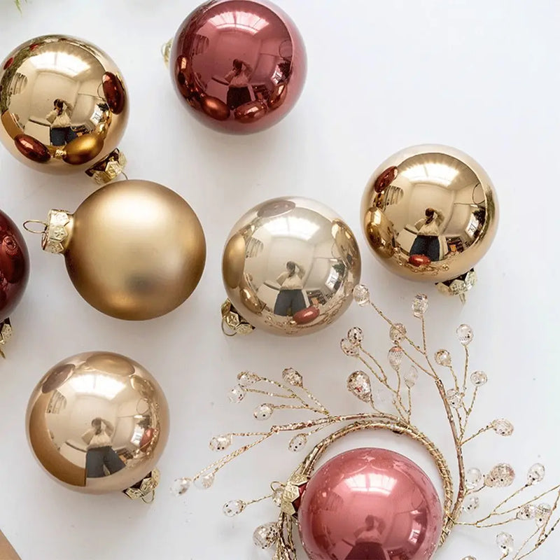 Kit 6 Bolas de Natal em Vidro Pintado – Curadoria Elegante